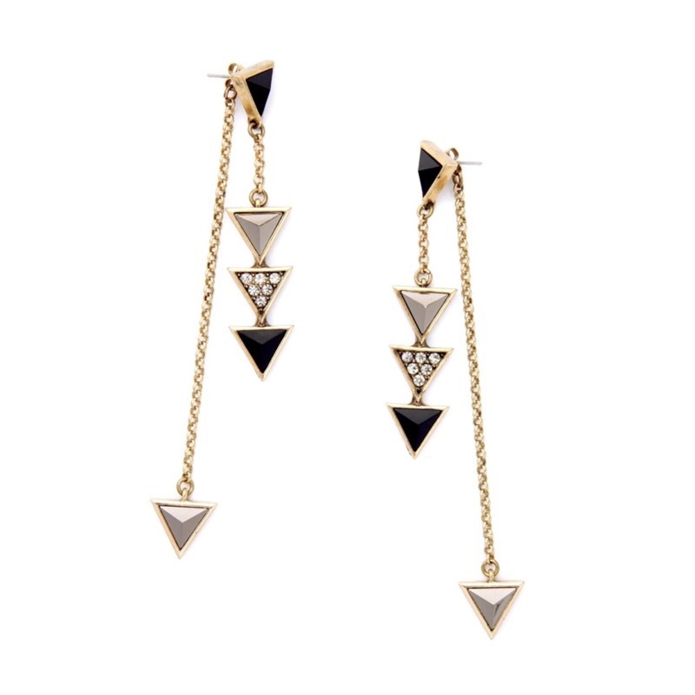 Long dangle geometric earrings